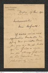 Nachlass Franz Steindachner, Brief von N. Post an Franz Steindachner (17.05.1902), Inv.Nr. 404.01, Seite 1